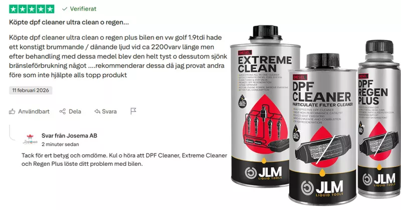 5 stjärnor trustpilot från nöjd kund JLM bästa dpf cleaners