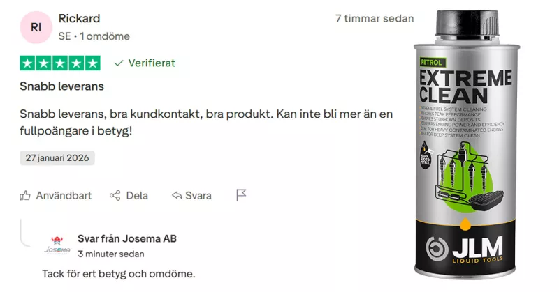 topp betyg för bensin extreme clean på josema