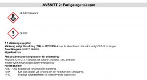 Information farliga egenskaper J03150 Bensin Katalysator Cleaner