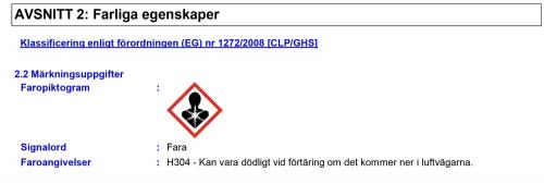 Information Farliga Egenskaper J03170 Petrol GDI Injector Cleaner
