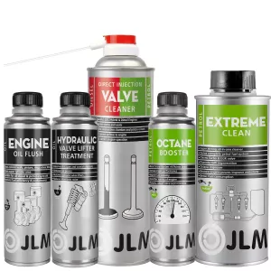 Tar bort oljud från tickande ventiler på bensinmotorn. Paket med högeffektiva produkter för att rengöra och smörja motorn