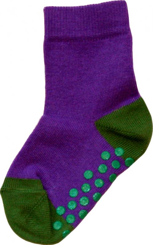 Socka Lila/olivgrön tå/häl