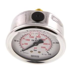 MANOM.  63mm  250  B1/4" BAK GLYCERINF.RF HUS,  FÄSTBYGEL