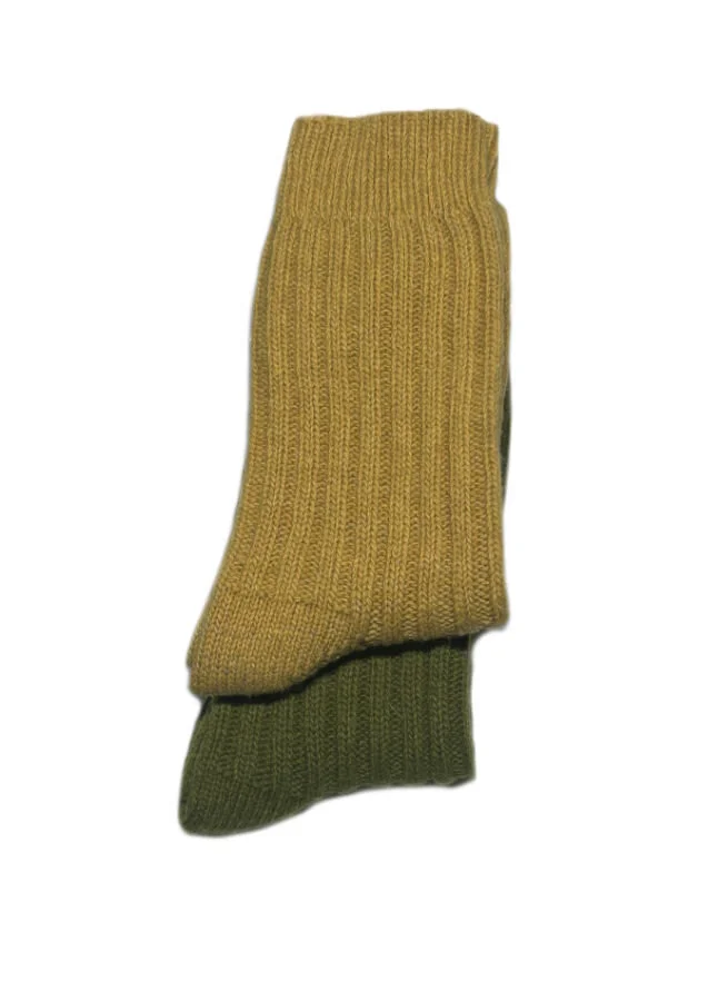 Ullstrumpor merino Gul/Lime