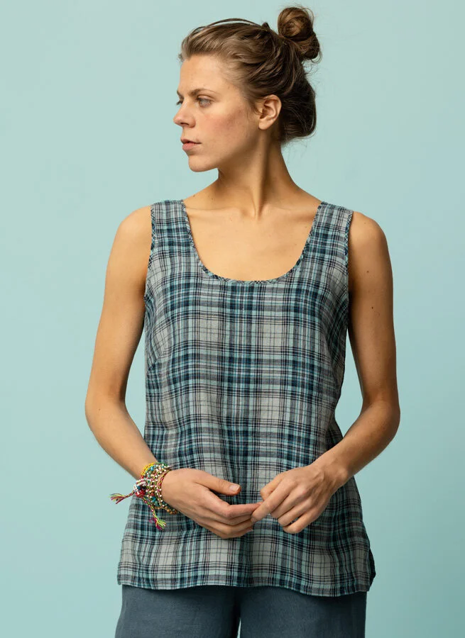 ABBY linne Blå Ruta