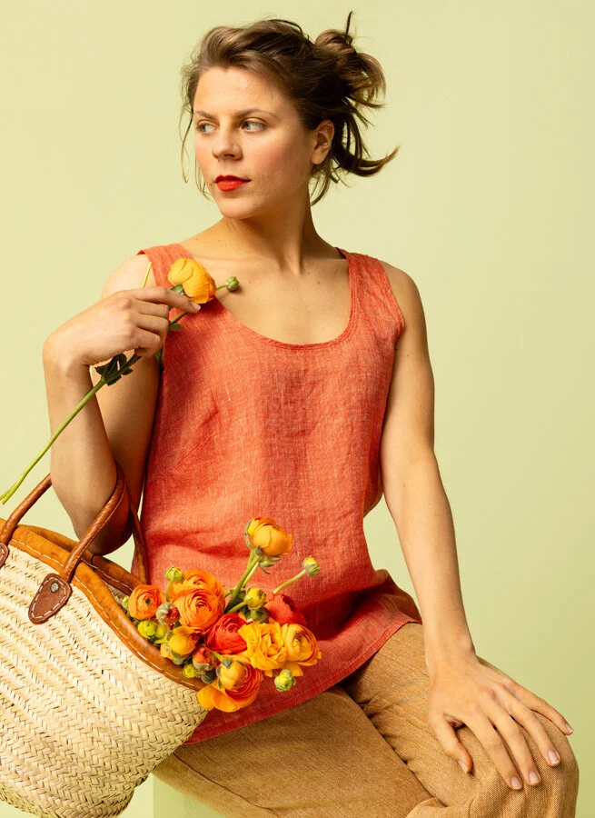 ABBY linne Nät papaya