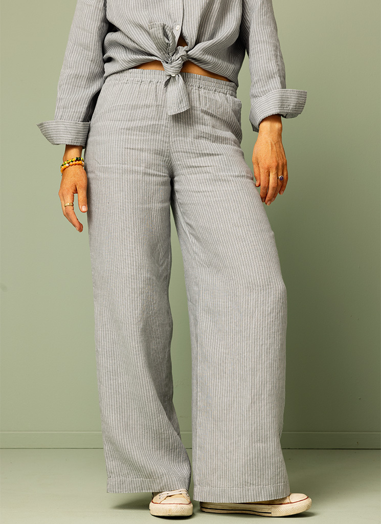 AISHA Linen Trousers Light Striped