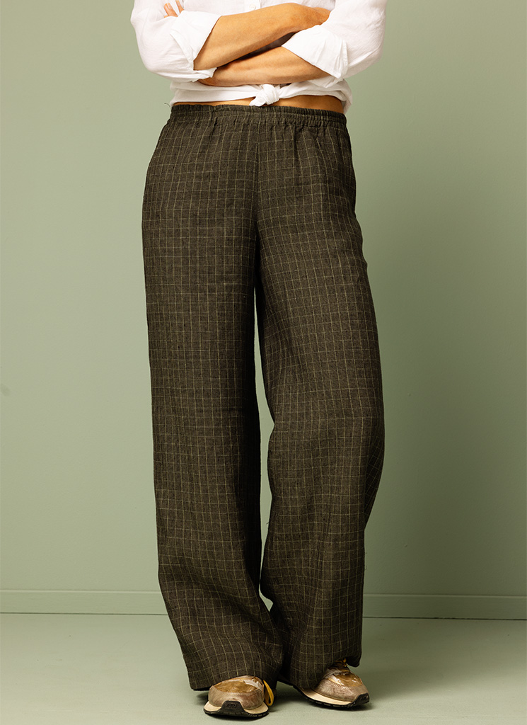 AISHA linnebyxa grön ruta