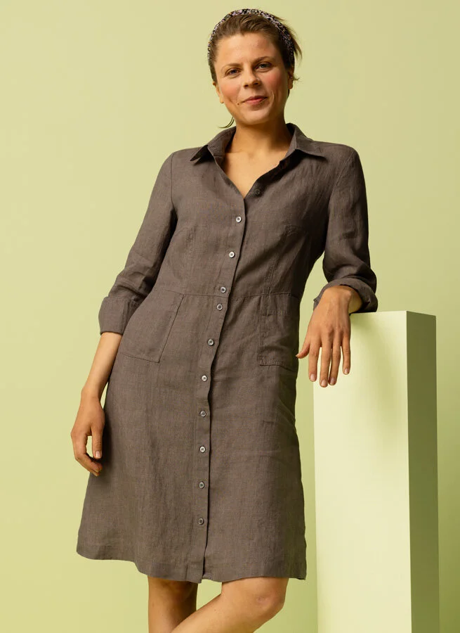 ALVA linneklänning Jord