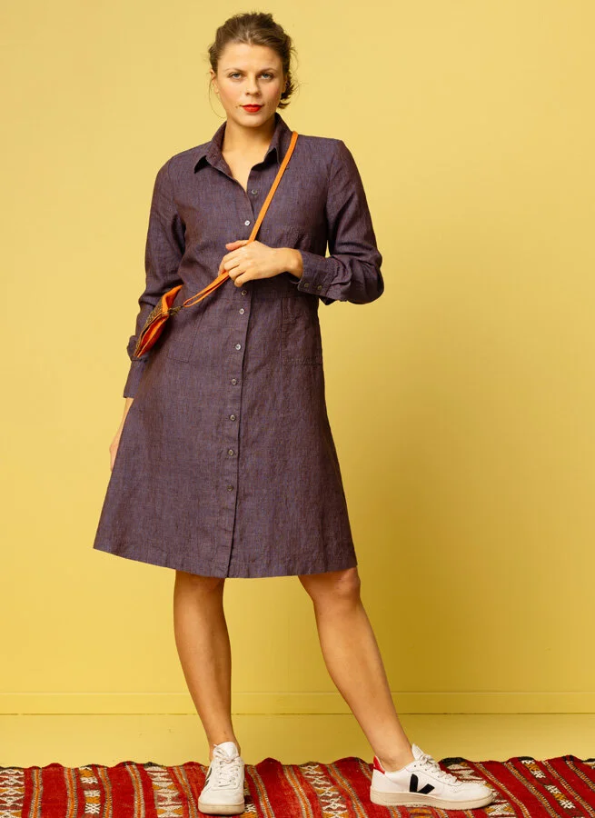 ALVA linneklänning LilaBrun