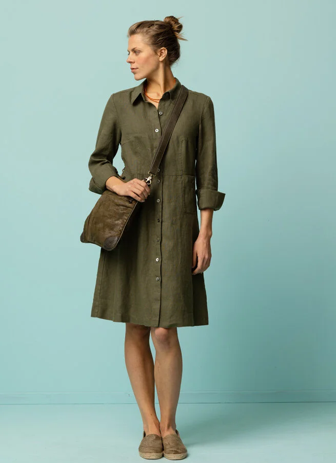 ALVA linneklänning Bark