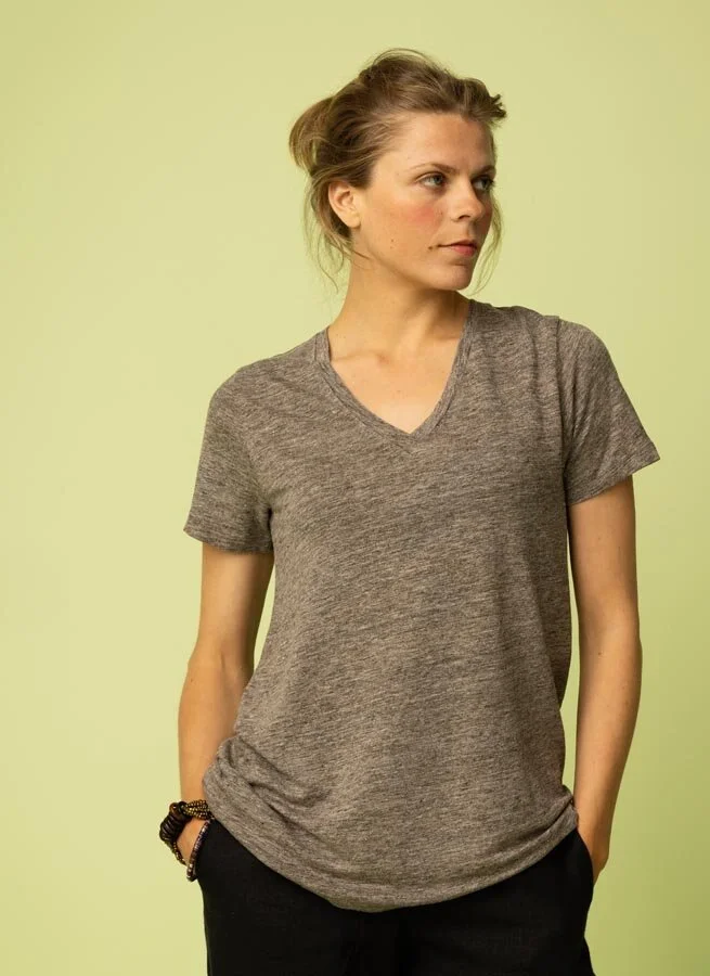 BABBEN linne T-shirt Brunmelange