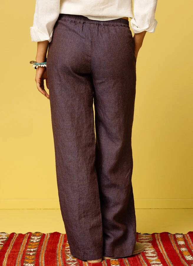 BABETTE linnebyxa LilaBrun