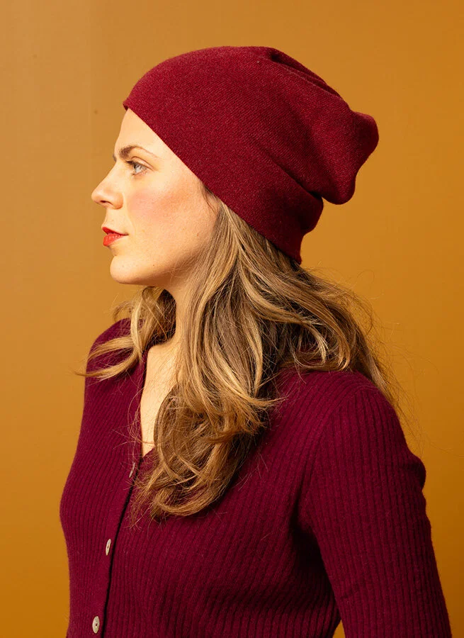 Beanie ullmössa Oxblod