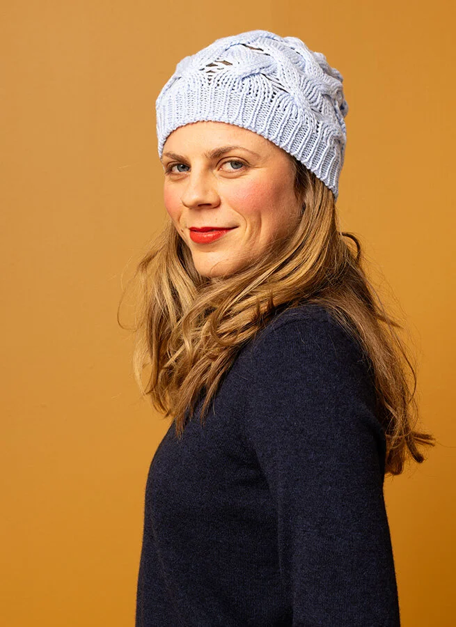 Ullmössa flätad Isblå