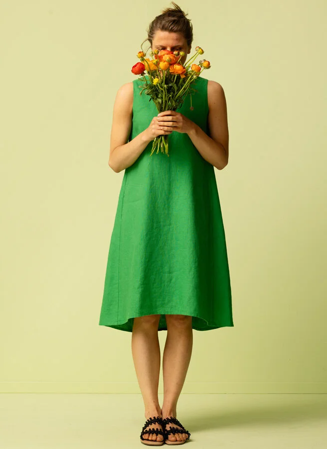 CHIARA linneklänning Gräsgrön