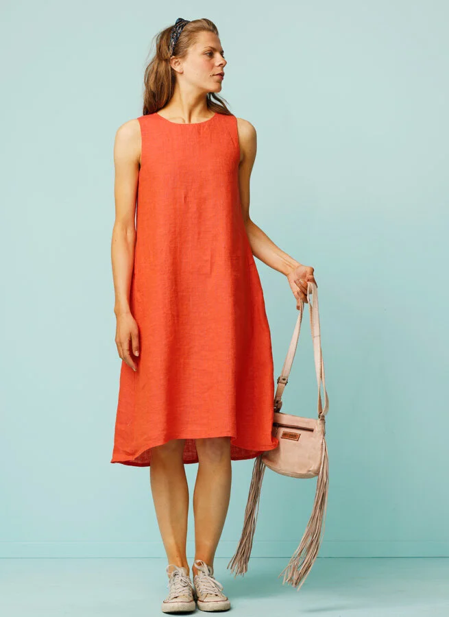 CHIARA linneklänning Papayamelange