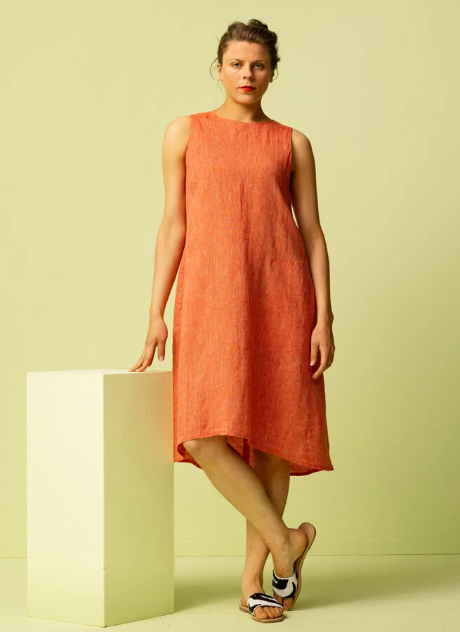 CHIARA linneklänning Nät papaya