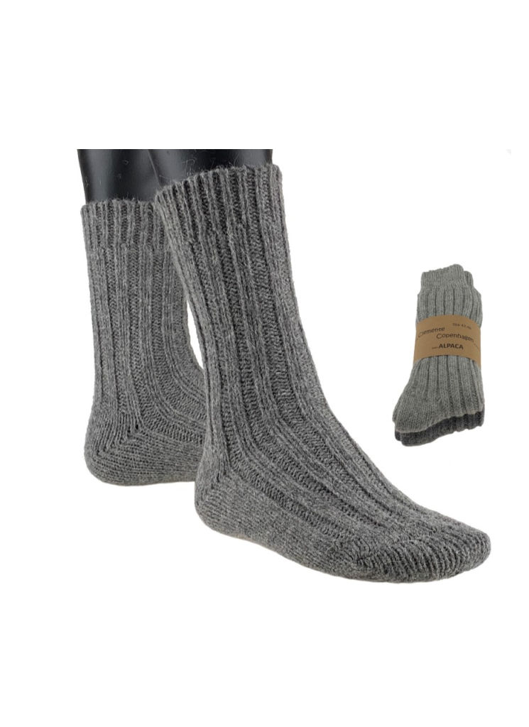 Alpackaull grova sockor 2-pack Grå/Grå