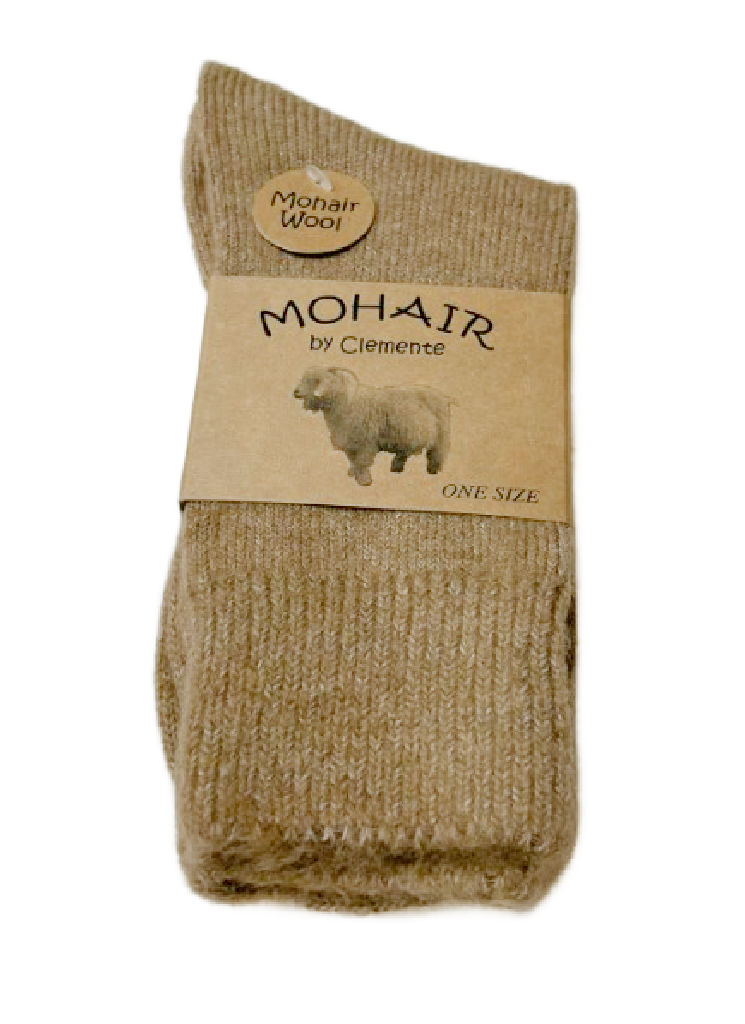 Bruna, beige ullsockor, sockor i mohair ull. Clemente ullstrumpor.