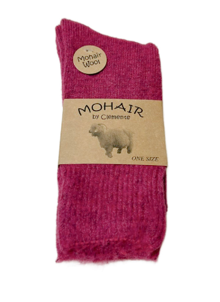 Rosa ullsockor, sockor i mohair ull. Clemente ullstrumpor.