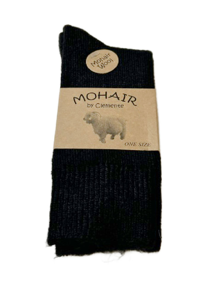 Svarta ullsockor, sockor i mohair ull. Clemente ullstrumpor.