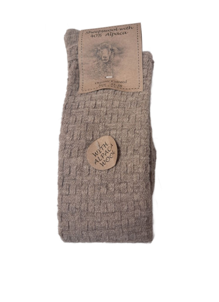 Strumpor alpacka mönster beige