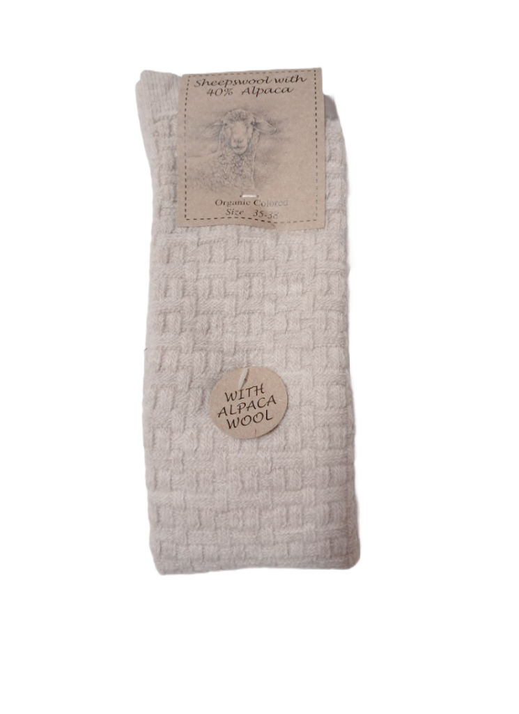 Strumpor alpacka mönster creme