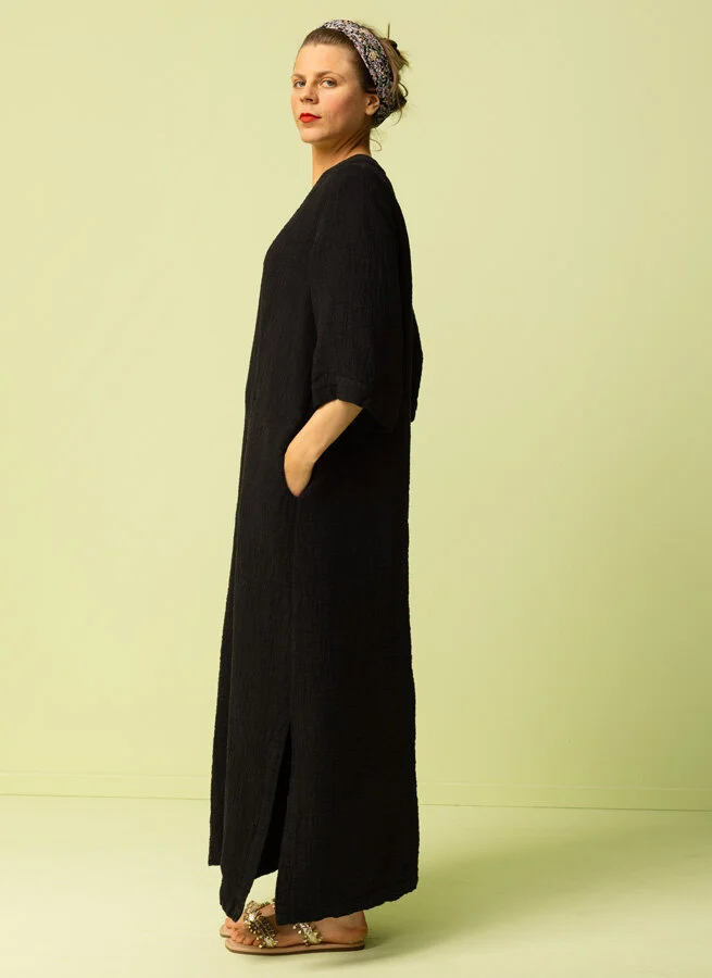 DEJA linneklänning Bubbel svart