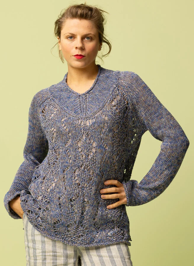 DENISE linnejumper Blå/Sand