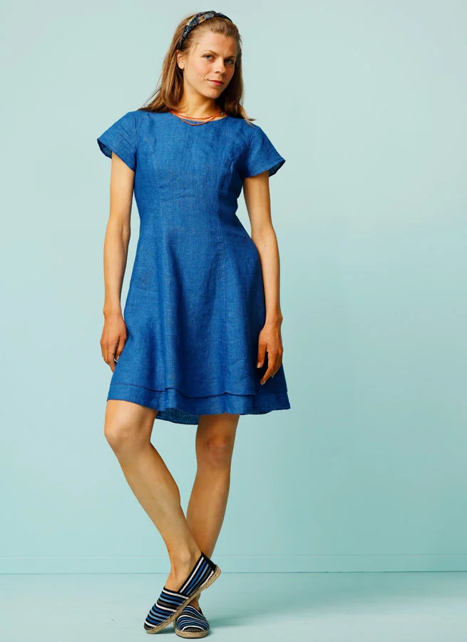 DOLLY linneklänning Medelhavsblå