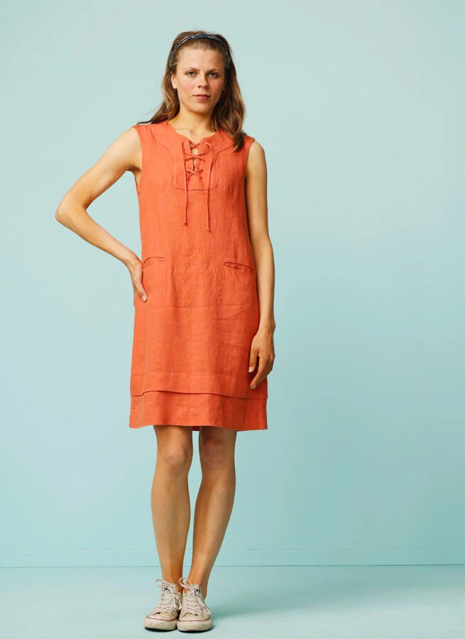 EDITHA linneklänning Papaya