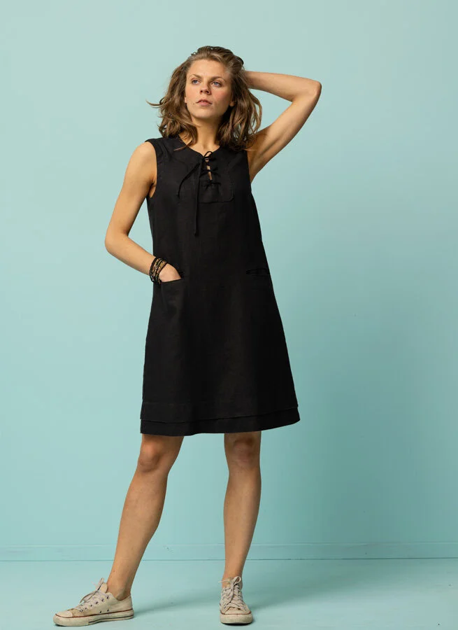 EDITHA linneklänning Svart