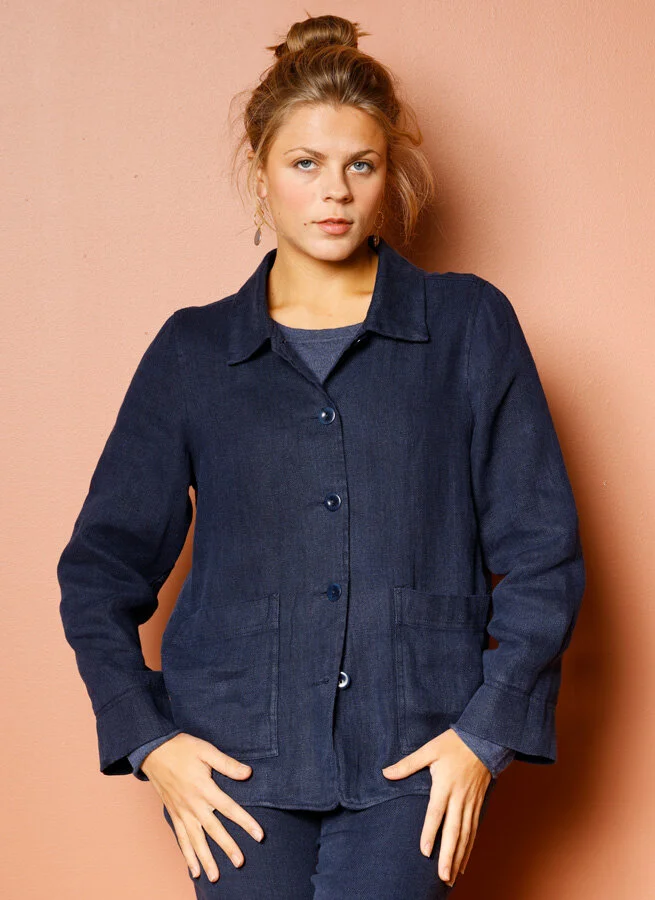 EMILIA linnejacka Fiskben blå