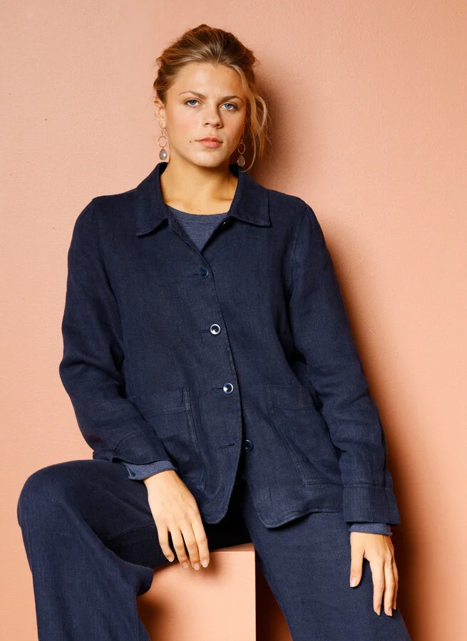 EMILIA linnejacka Fiskben blå