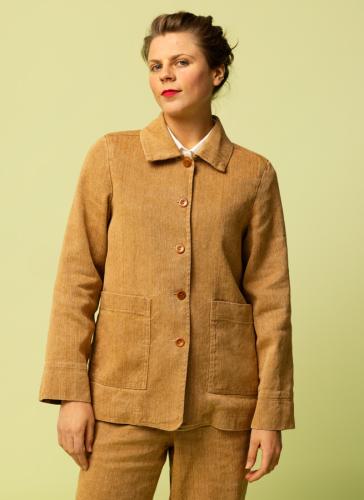 EMILIA lin/bomull twill jacka cognac