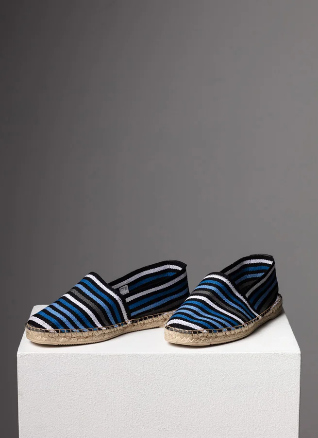 Espadrille tyg Stripes blå/svart/vit