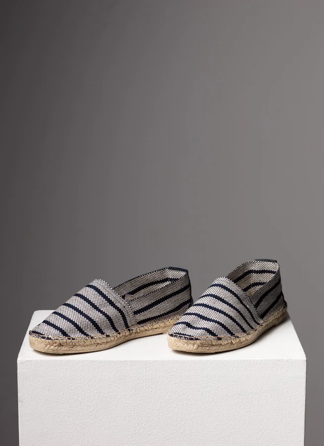 Espadrille tyg Stripes marin/sand