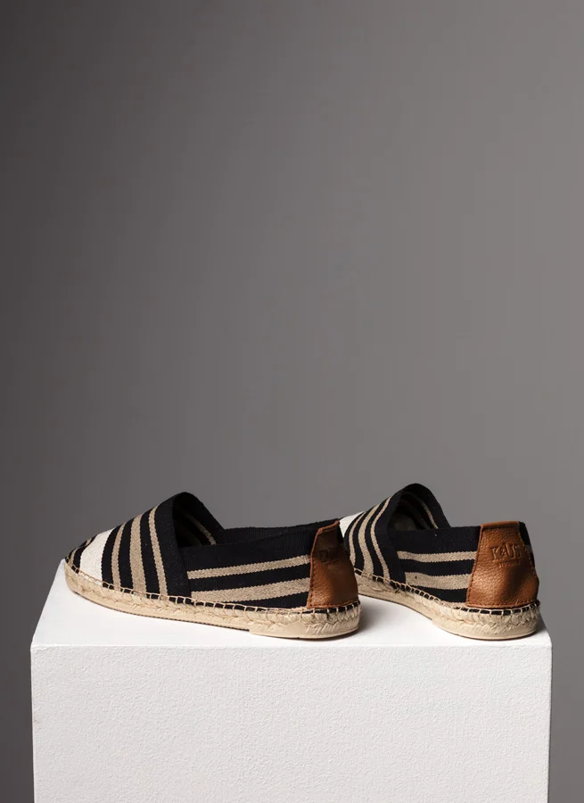 Espadrille tyg Stripes svart/beige