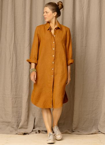 FLORA linneskjorta kanel