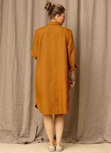 FLORA linneskjorta kanel