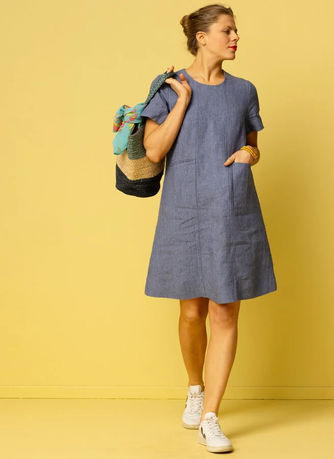 GOLDIE linneklänning Blue thunder