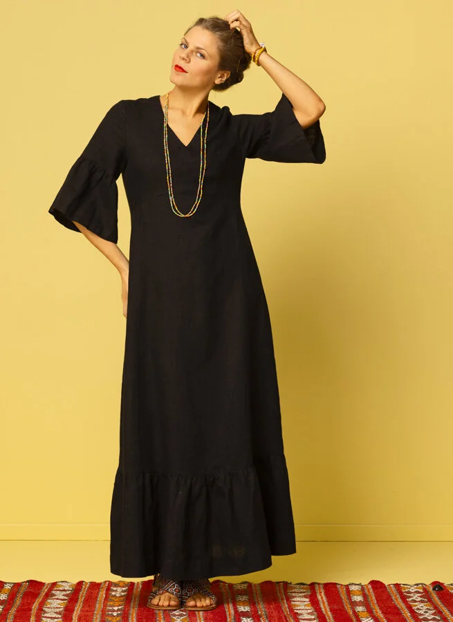 HARRIS linneklänning Svart