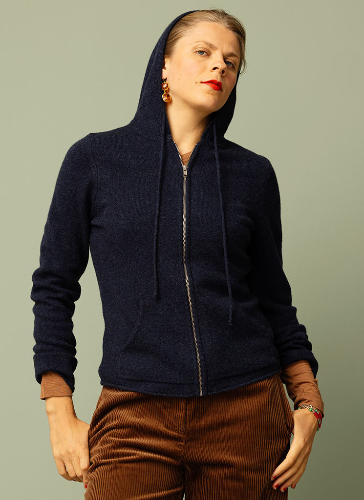 HOODY ulllkofta indigo