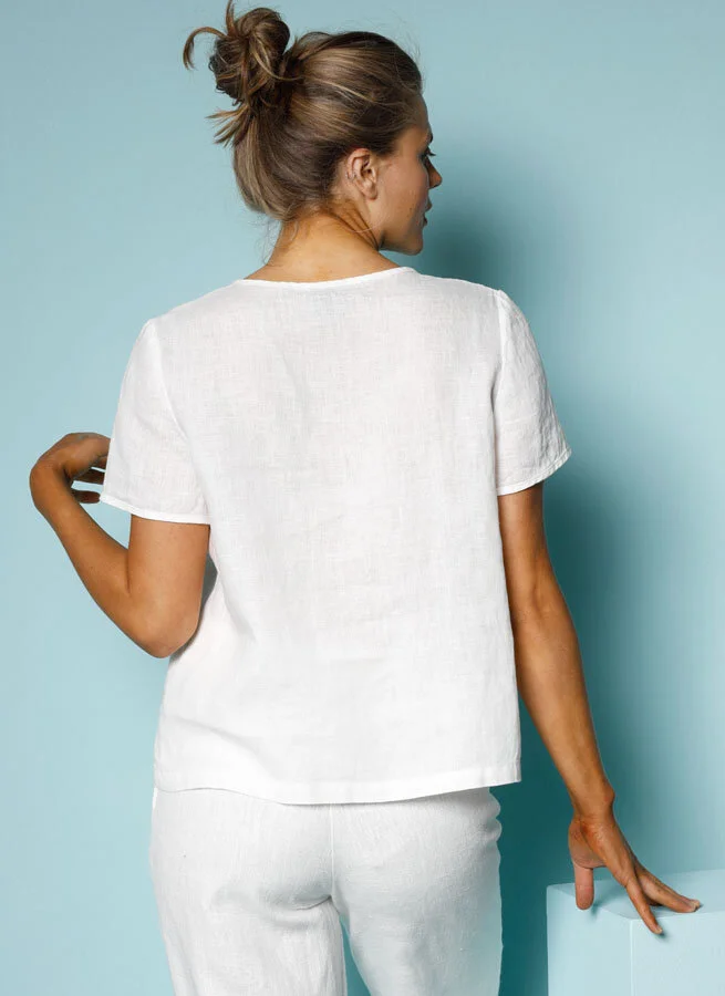 JUNE linneblus Offwhite