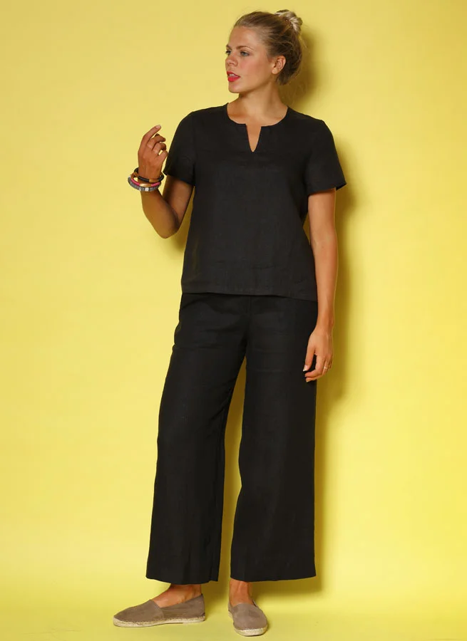 JUNE linneblus Svart