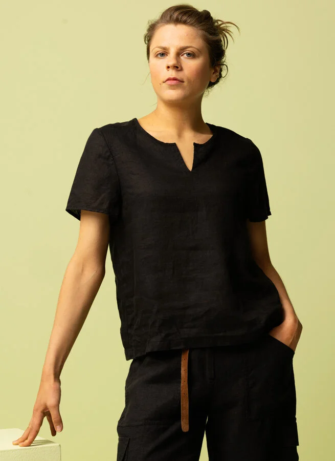 JUNE linneblus Svart