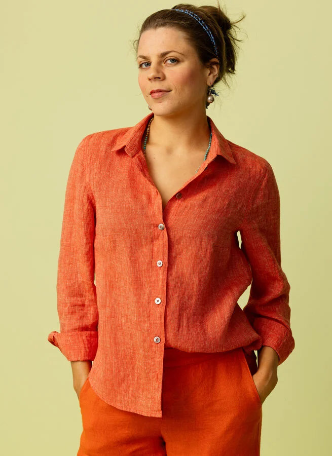 KAKAN linneskjorta Nät papaya