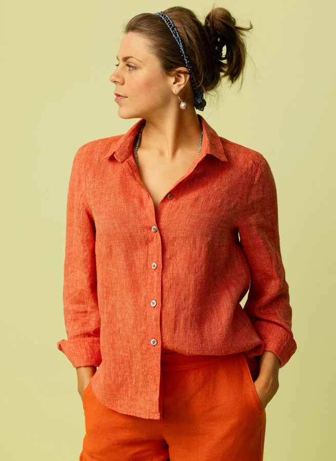 KAKAN linneskjorta Nät papaya