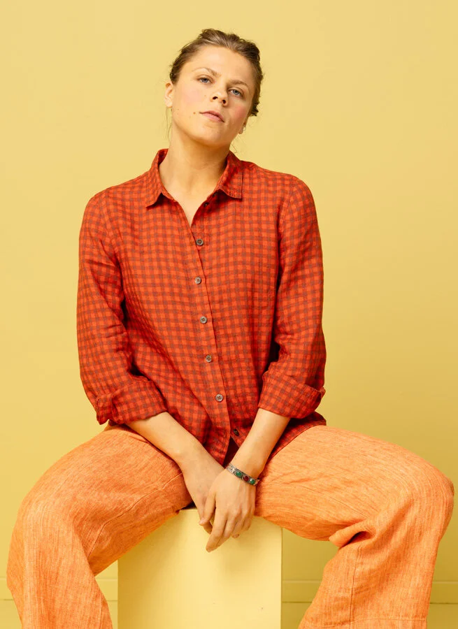 KAKAN linneskjorta Tulpan Ruta